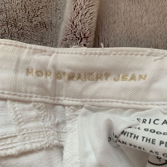 AE American Eagle Women's Mom Straight Leg Jeans White Distressed Ripped Size 2 - Picture 6 of 10
